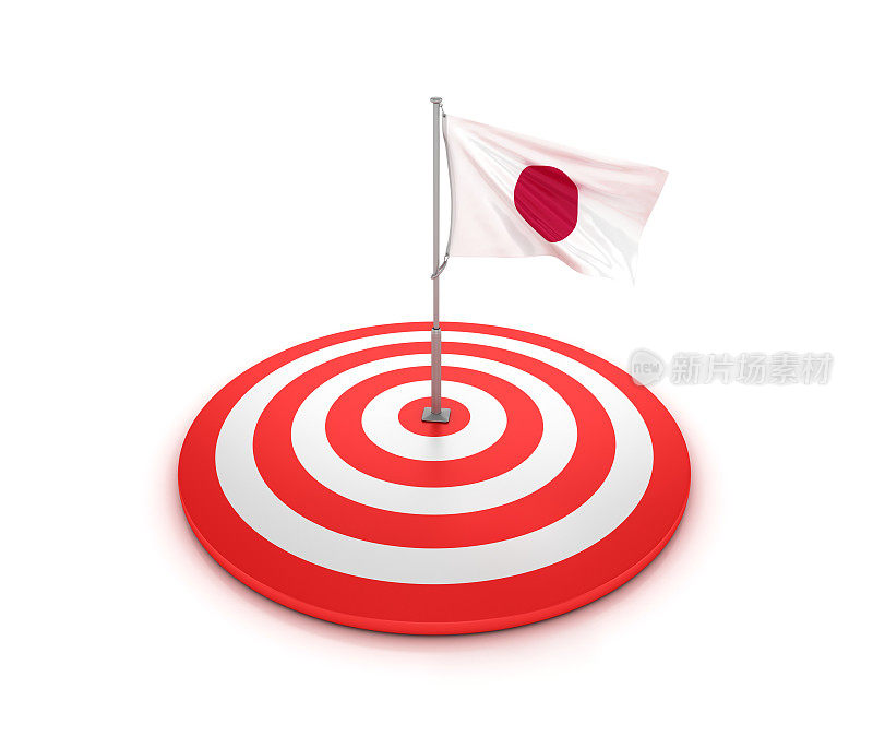 目标上的日本国旗- 3D渲染